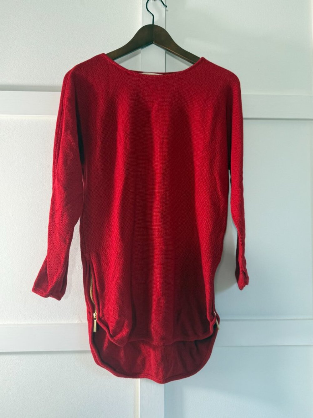 Michael Kors Bright Red Scoop Neck Knit Sweater - S